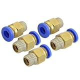 uxcell　クイック継手　空気圧　コネクタ　5個　6mm　プッシュ　オスネジ　ストレート