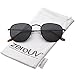 zeroUV - Modern Slim Metal Arms Neutral Colored Flat Lens Hexagonal Sunglasses 51mm (Black/Smoke)