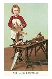 Little Boy with Woodworking Tools Premium Poster Print, 12x18