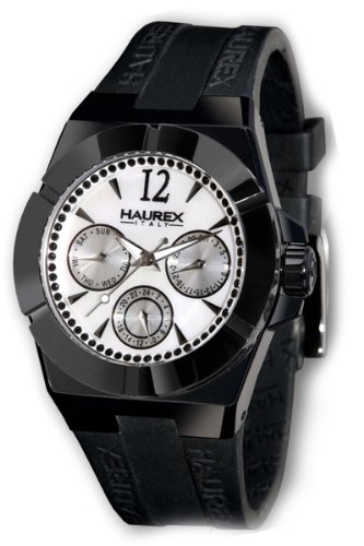 Haurex Italy Women's 1E340DWM Yacht Black PVD Ceramic and Mother-Of-Pearl Watch