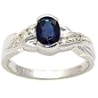 14K White Gold Sapphire and Diamond Ring