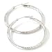 14K White Gold Satin & Diamond Cut Hoop Earrings