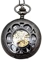 Mechanische Taschenuhr in dunklem Edelstahlgehäuse (LPW 156) Beidseitig verglaste Optik ins Innenleben (UVP 99.50)
