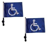 Handicap (SET OF 2) Golf Cart Flags with Ez On and Off Brackets