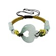 Multi Colored Woven Silk Adjustable Thread Bracelet Adorning Jade Heart and Decorative Jade Beads