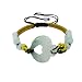 Multi Colored Woven Silk Adjustable Thread Bracelet Adorning Jade Heart and Decorative Jade Beads