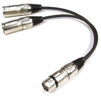 Kirlin 1 Foot Patch Y Cable Cords - XLR Female To Dual XLR Male Cables - 1' Pro Series Y-Cable Cord Splitter