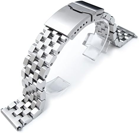 21mm Super Engineer II Solid Stainless Steel Straight End Watch Band, Brushed, Chamfer Diver Clasp