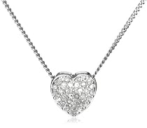 9ct White Gold 10Pt Diamond Heart Pendant 18" Chain