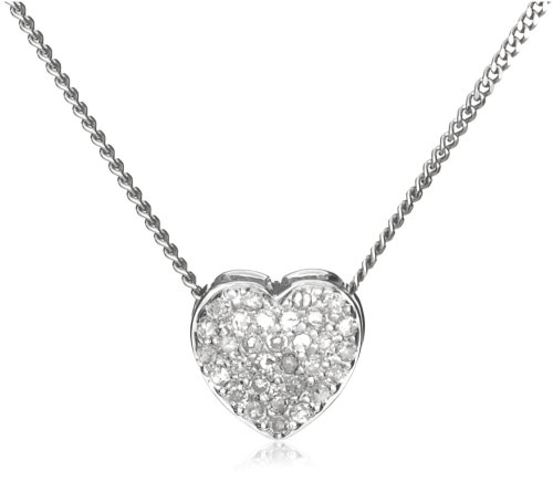 9ct White Gold 10Pt Diamond Heart Pendant 18