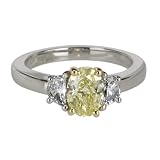 Platinum and 18k Yellow Gold Fancy Yellow Oval Diamond Ring (GIA Certified 1.18 ct center, 1.59 cttw), Size 6