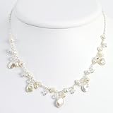 Sterling Silver Biwa White Cultured Pearl/Rock Quartz Necklace - 16 Inch