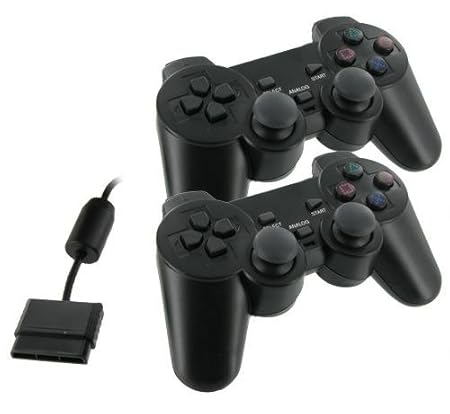 CSL - 2x Gamepad für Playstation 2 PS2 mit Dual Vibration - Joypad Controller Set