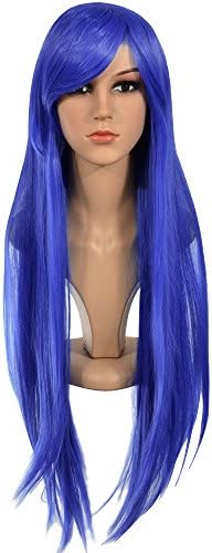 Ecvtop 32" 80cm Long Straight Cosplay Wig - Fashion Glamorous Women Heat Resistant Costume Long Straight Wigs (Royal Blue)