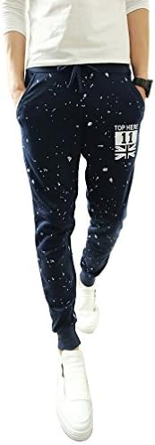 Angcoco Mens Fleece Snowflake Print Joggers Drawstring Casual Pants