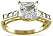 14KT Yellow Gold 1.92 CTW Princess Cut Center and Sides CZ Ring