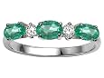 0.89 cttw Genuine Emerald and Diamond 3 Stone Ring - 14kt White or Yellow Gold