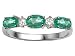 0.89 cts Genuine Emerald and Diamond 3 Stone Ring - 14kt White or Yellow Gold