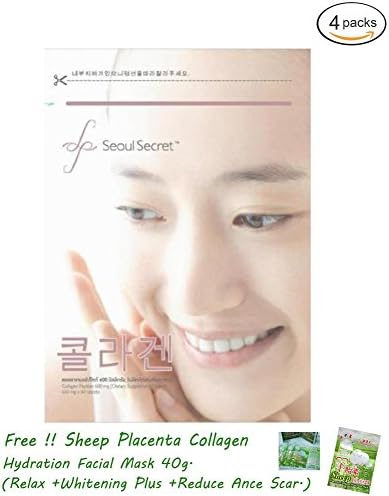 4 X Seoul Secret Collagen Peptides and Proteins 600mg , Collagen, Pure 100% ,Solution Dark Skin Acne Pore Skin Whitening (60 Tablets)