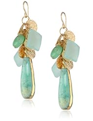Devon Leigh Chrysoprase Quartz in 24k Cluster Drop Earrings