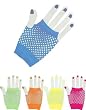 Blue Glam Rock Fishnet Fingerless Costume Half Gloves
