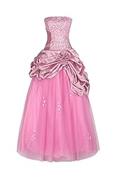Plus Size Strapless Crystal Taffeta/Tulle  Floor Length Sleeveless  Ball Gown Prom Dress/Quinceanera Dress 