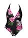 Athena Black with Colorful Floral Halter One Piece Swimsuit