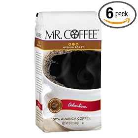 Mr. Coffee Columbian Medium Roast Ground Coffee, 12-Ounce Bags (Pack of 6)