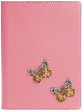 Applique Butterflies Leather Journal Diary, Lined, 5x7 , Pink