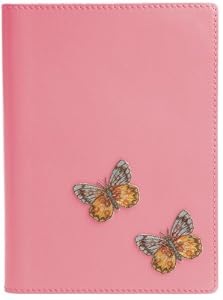 Applique Butterflies Leather Journal Diary, Lined, 5x7"