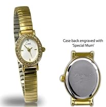 Limit 6460.01 Ladies Gold Plated 'Special Mum' Engraved Stone Set Expander Watch