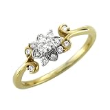 14k Two-Tone Gold Diamond Floral Wedding Engagement Ring / Band, Size 7 (HI, SI-I, 0.20 carat)