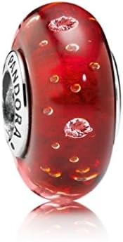 Qinger Red Effervescence in Sterling Silver w/Red Murano Glass & CZ For Pandora Bracelet Beads 791631CZ