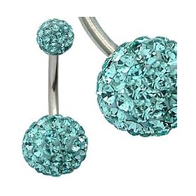 Piercing nombril en cristal Swarovski par Avantgarde Jewels �. �clat garanti!! Nous utilisons la meilleure qualit� d'acier chirurgical (316L) - 1.6mm x 10mm x boule en cristal de 6mm