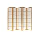 Premium Quality - 6ft. Double Cross Folding Shoji Privacy Floor Screen Room Divider - 5 Panel Honey
