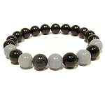 Angelite Bracelet 04 Stretch 10mm Rainbow Obsidian Black Blue Reiki Gemstone Stone