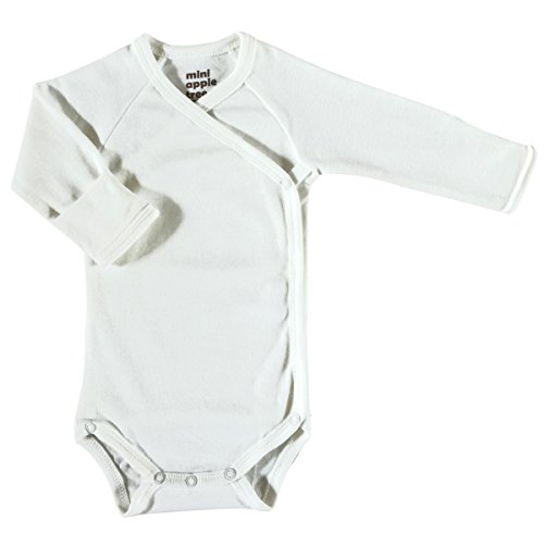 Mini Apple Tree Unisex-Baby Organic Long Sleeve Kimono Bodysuit Cream 0-3 Months