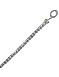 18K Yellow Gold and Sterling Silver Popcorn Style Necklace with Gem Accents