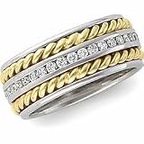 14K Two Tone Gold Diamond Anniversary Band Ring Size 7