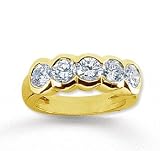 18k Yellow Gold 5 Stone 1 1/2Ct Diamond Anniversary Band