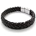 KONOV Brown Leather Mens Bracelet Bangle Stainless Steel Clasp - 8