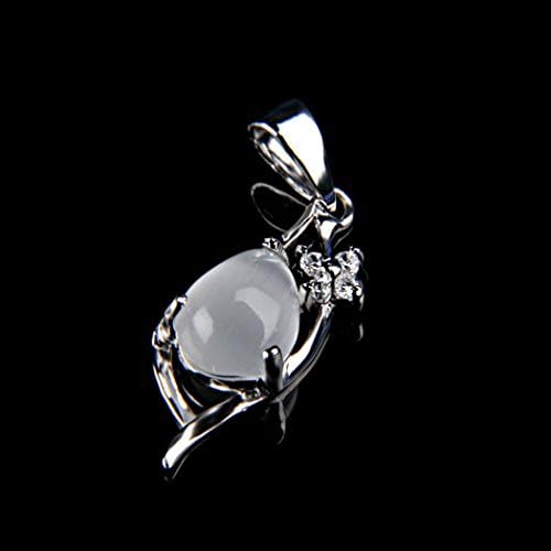 18K White Gold Plated Sterling Silver Moonstone Teardrop-Shape Pendant Necklace,18"