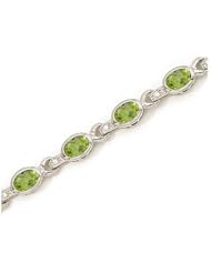 10K White Gold Oval Peridot and Diamond Bracelet by Jewelry Mountain