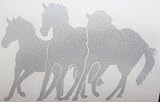 Sm Silver Glitter Wild Mustang Horse Trio Car Window Decal