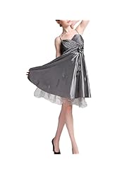 V-neck Spaghetti Strap Ruched Shirred Polyester Evening Dress 