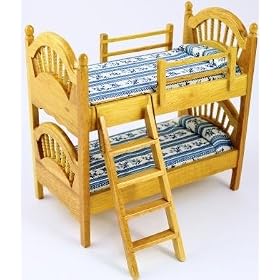 Dolls House 1/12 Scale/ Bedroom Pine Bunk Beds/ New