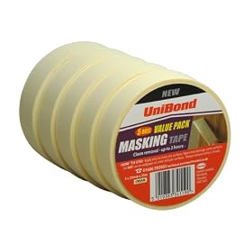 UniBond 5 Roll Value Pack Masking Tape Cream 5 x 25 mm x 25 m