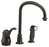 41uyvjowPUL. SL160  American Standard 3821.834.068 Jasmine Single Control Kitchen Faucet with Hand Spray, Blackened Bronze