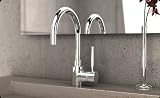 Design Waschtischarmatur / Küchenarmatur SA-015, Wasserhahn mit einhebelmischer Mischbatterie für Spüle / Waschbecken in Küche / Bad, Sanitär-Armatur aus Chrom (verchromt), als Badarmatur und Spültischarmatur einsetzbar, Interama-Armaturen bei DAW