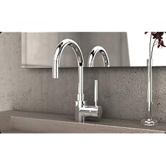 Design Waschtischarmatur / K�chenarmatur SA-015, Wasserhahn mit einhebelmischer Mischbatterie f�r Sp�le / Waschbecken in K�che / Bad, Sanit�r-Armatur aus Chrom (verchromt), als Badarmatur und Sp�ltischarmatur einsetzbar, Interama-Armaturen bei DAW